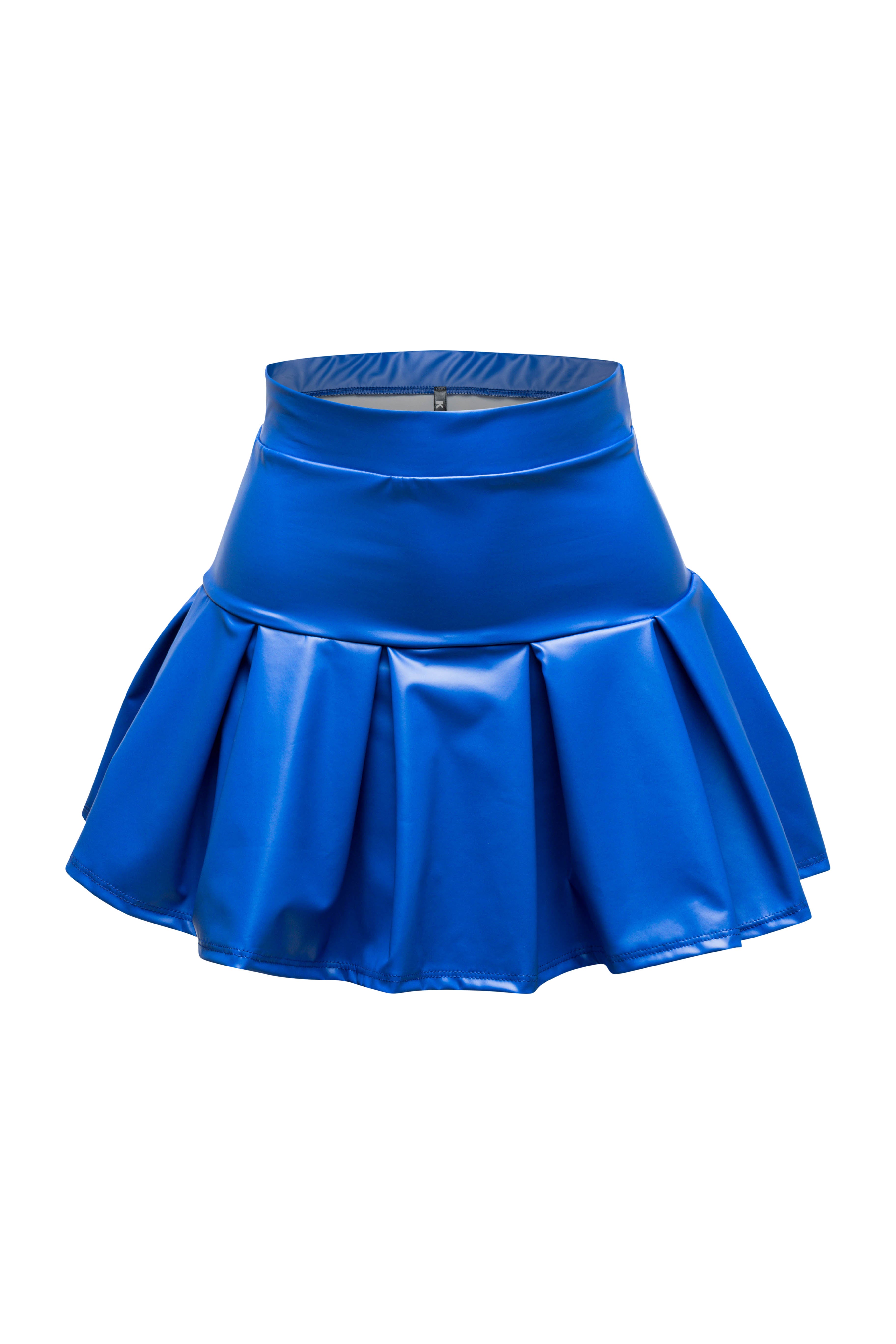 Pleated PU mini skirt