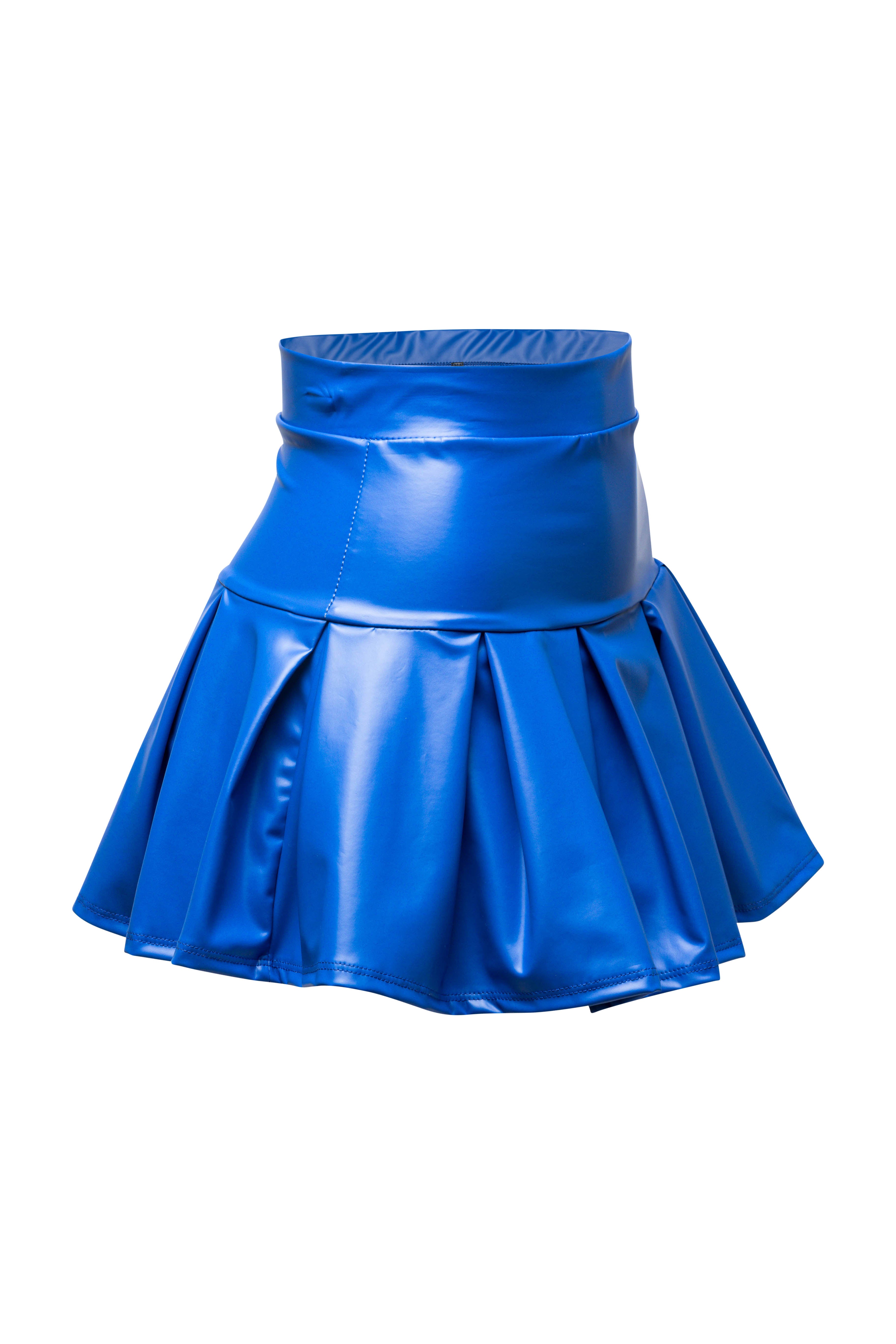 Pleated PU mini skirt