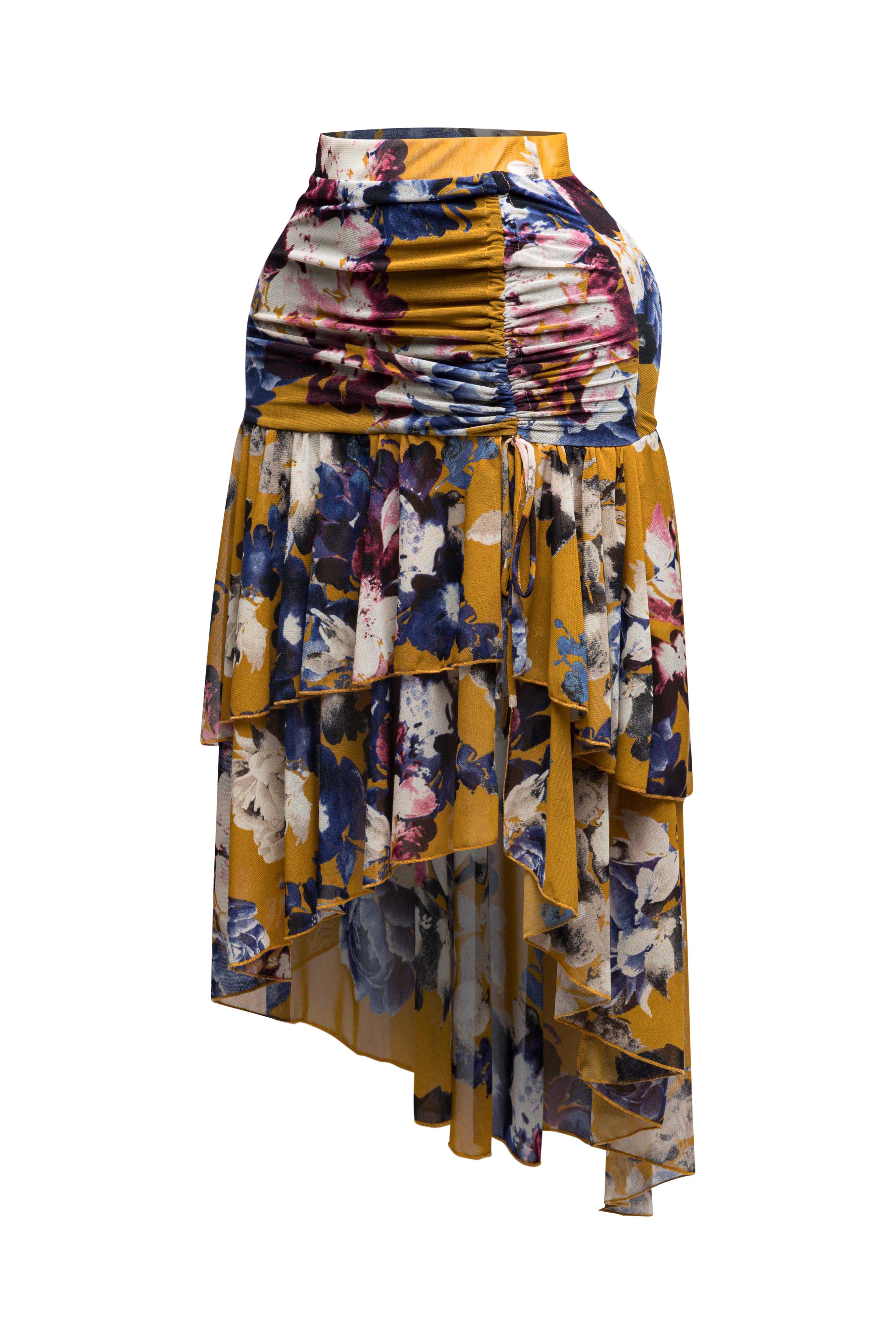 Asymmetrical hem floral skirt