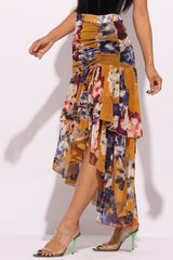 Asymmetrical hem floral skirt