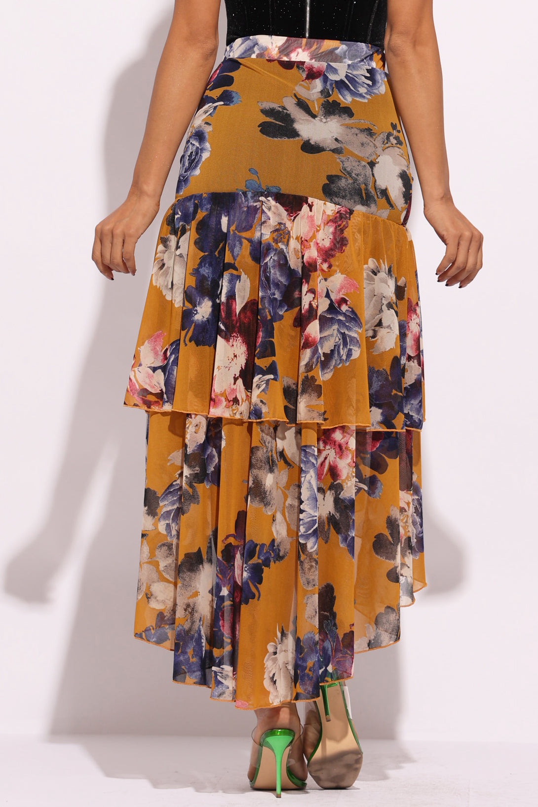 Asymmetrical hem floral skirt