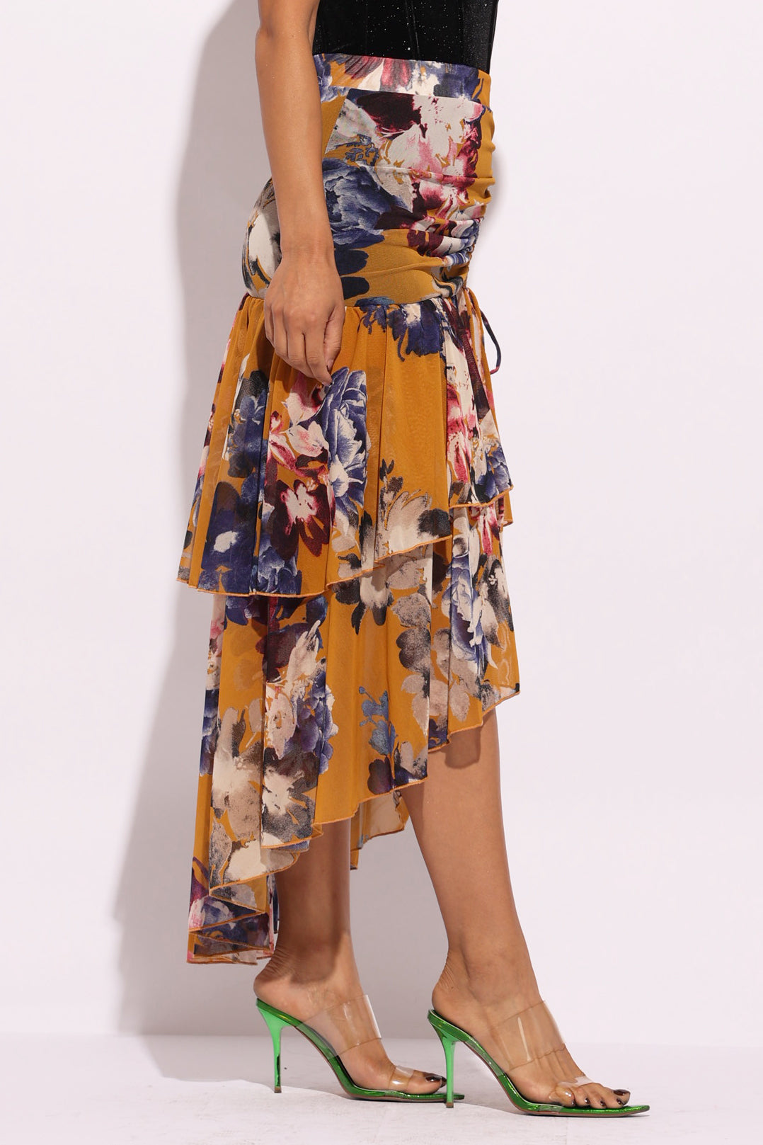 Asymmetrical hem floral skirt