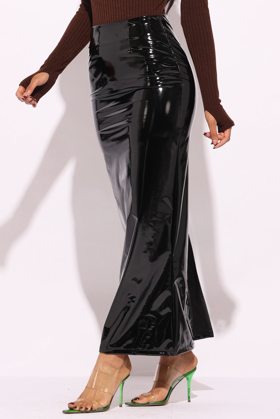 Latex maxi skirt