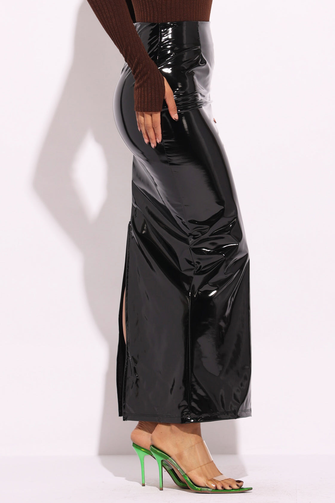 Latex maxi skirt