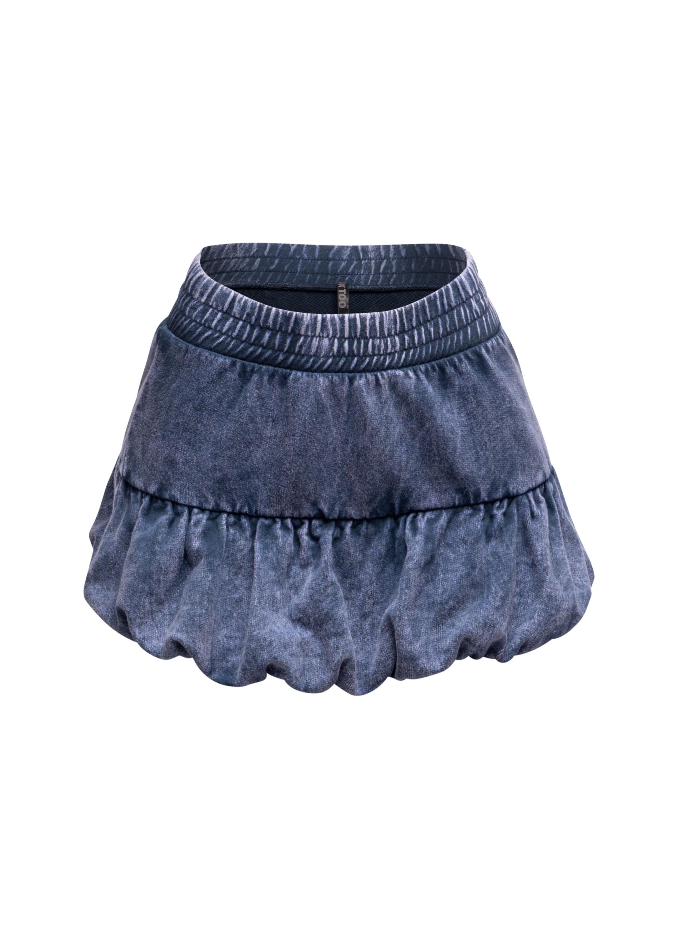 Washed bubble mini skirt