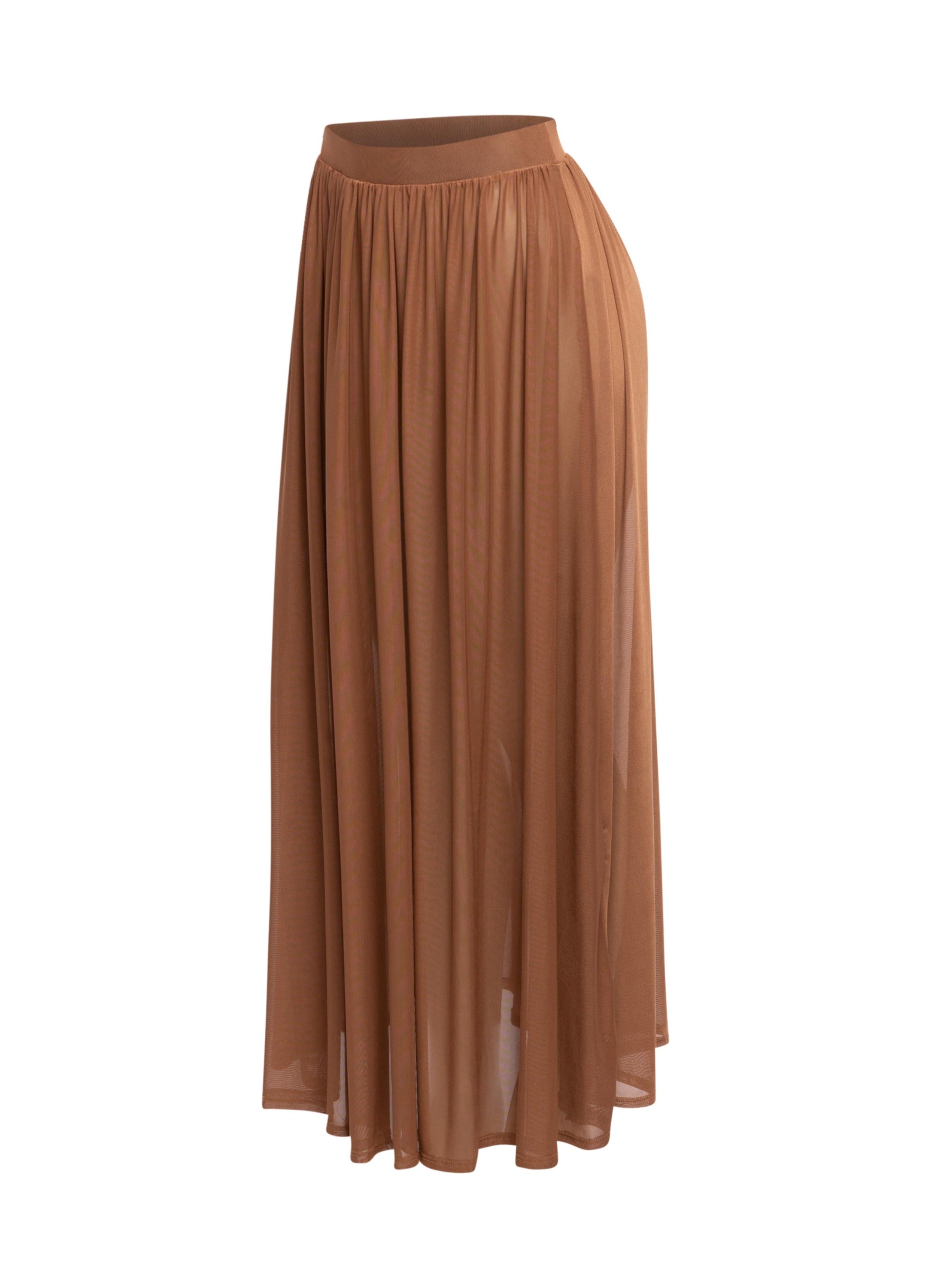 Sheer mesh maxi skirt with shorts lining