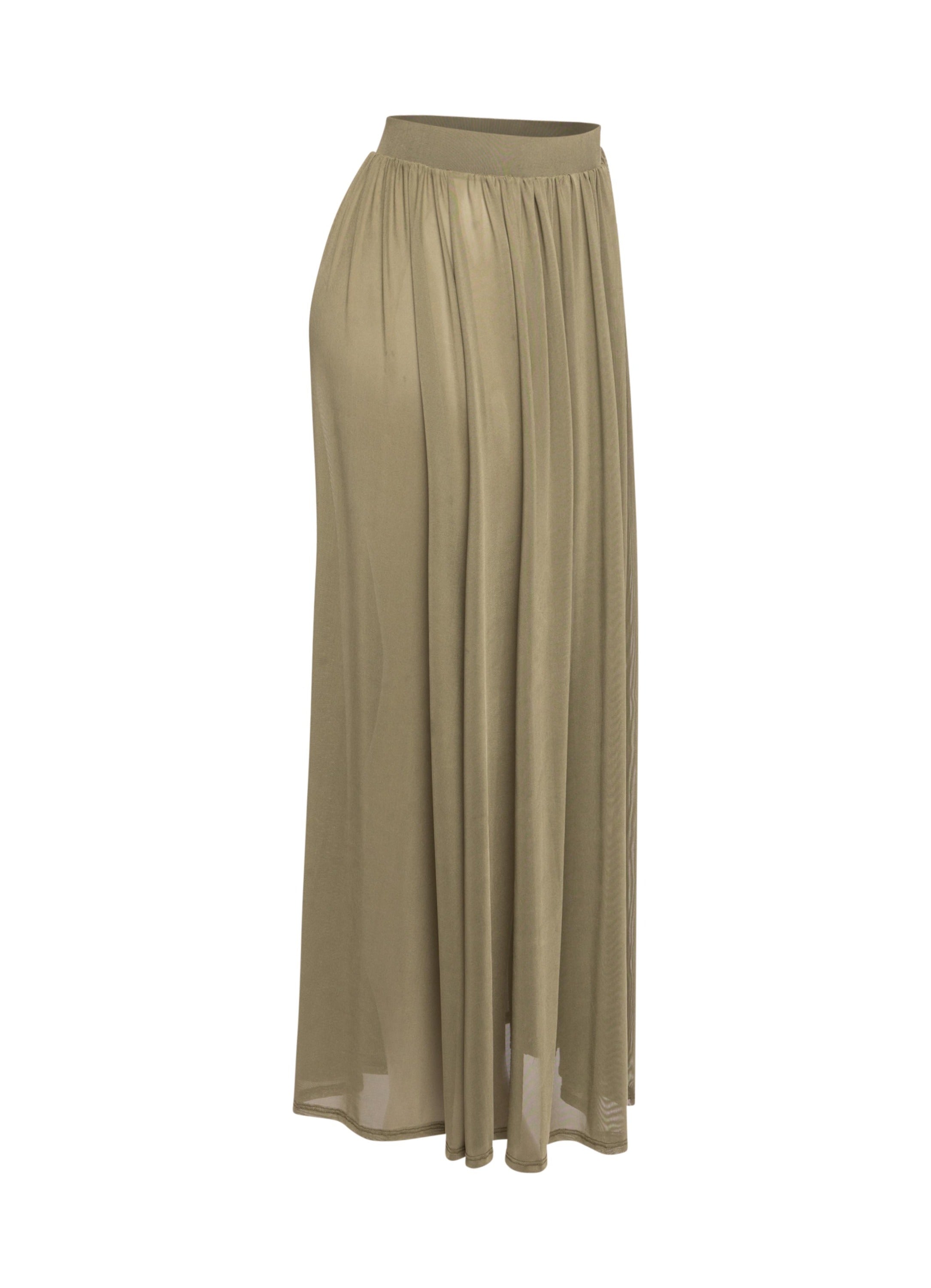 Sheer mesh maxi skirt with shorts lining