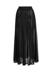 Sheer mesh maxi skirt with shorts lining