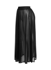 Sheer mesh maxi skirt with shorts lining