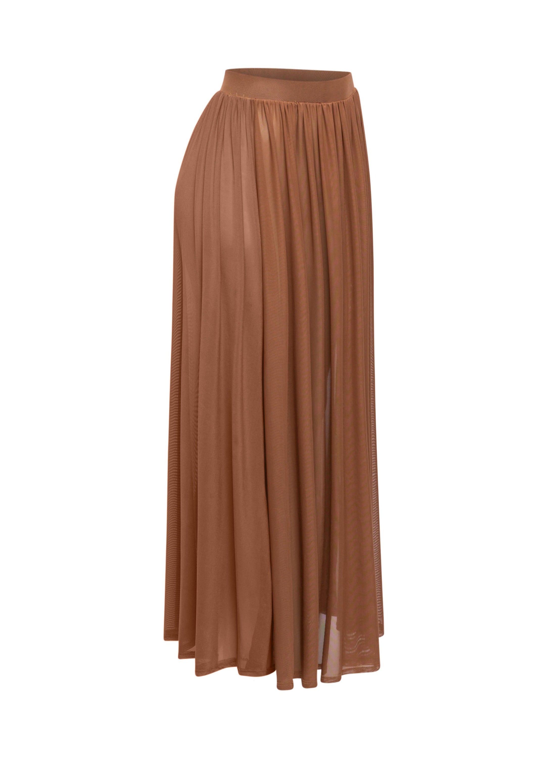 Sheer mesh maxi skirt with shorts lining