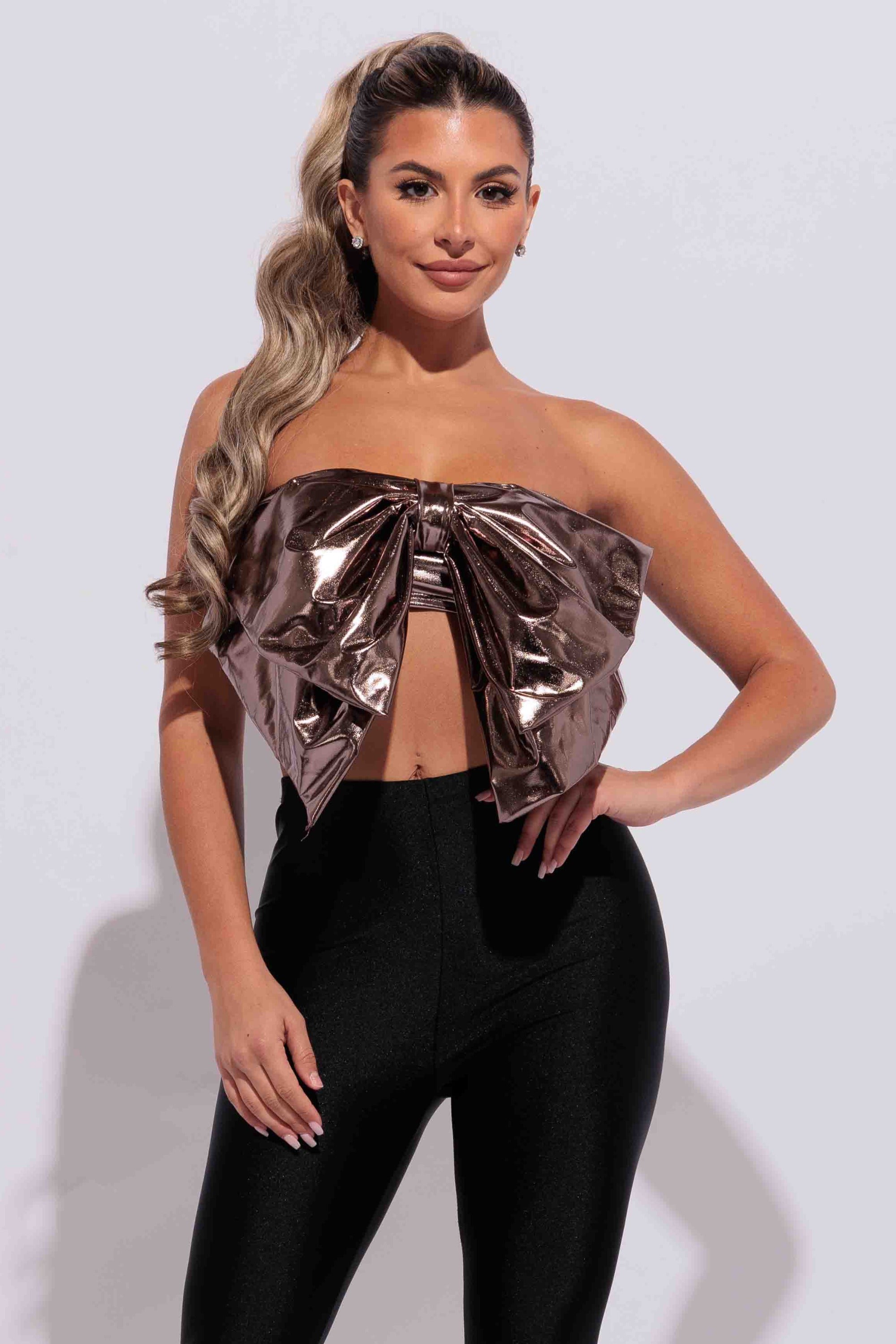 Super size bow sleeveless tube top