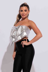 Super size bow sleeveless tube top