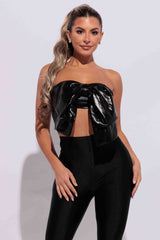 Super size bow sleeveless tube top