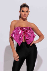 Super size bow sleeveless tube top