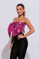 Super size bow sleeveless tube top