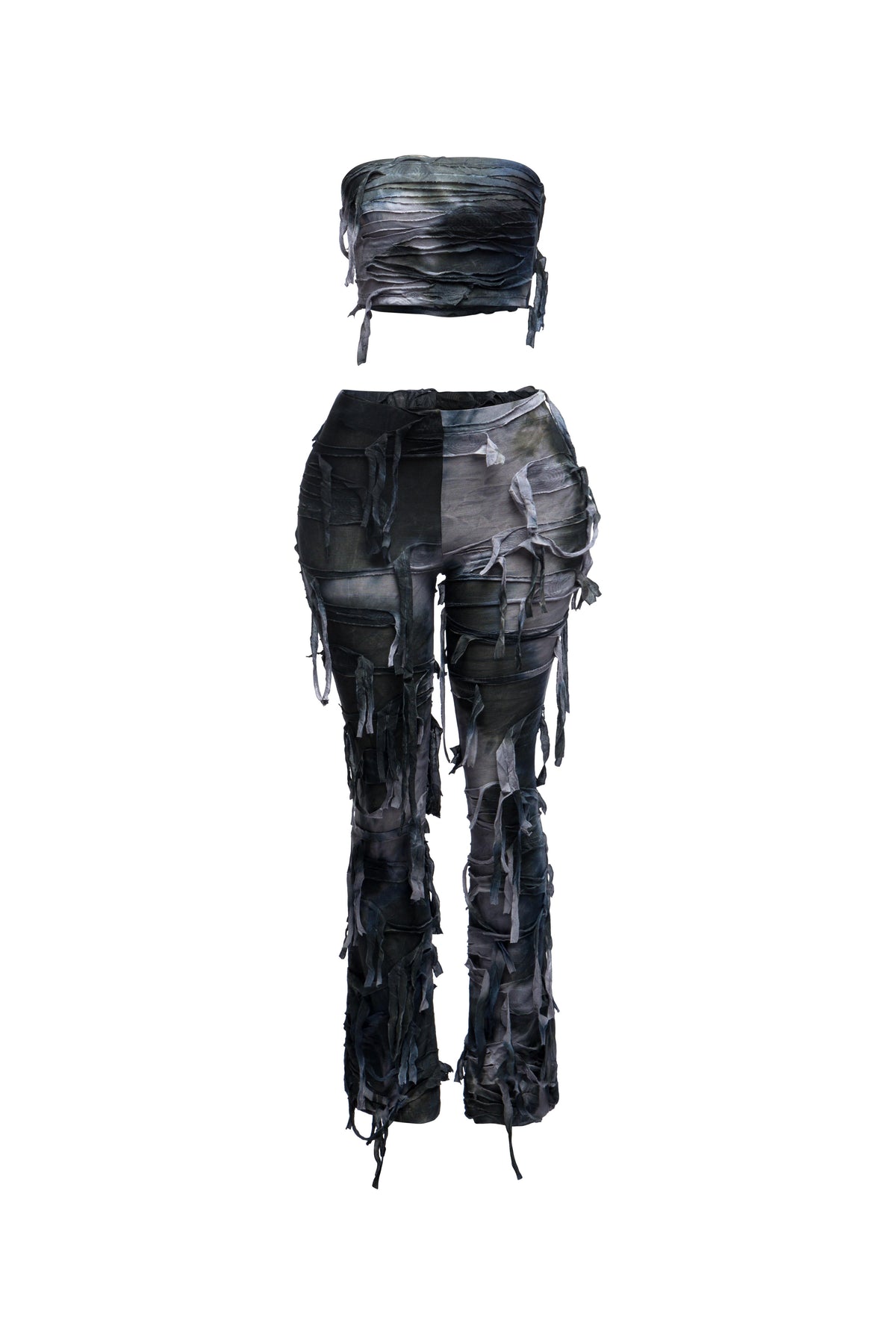 Distressed Tube top and pants set