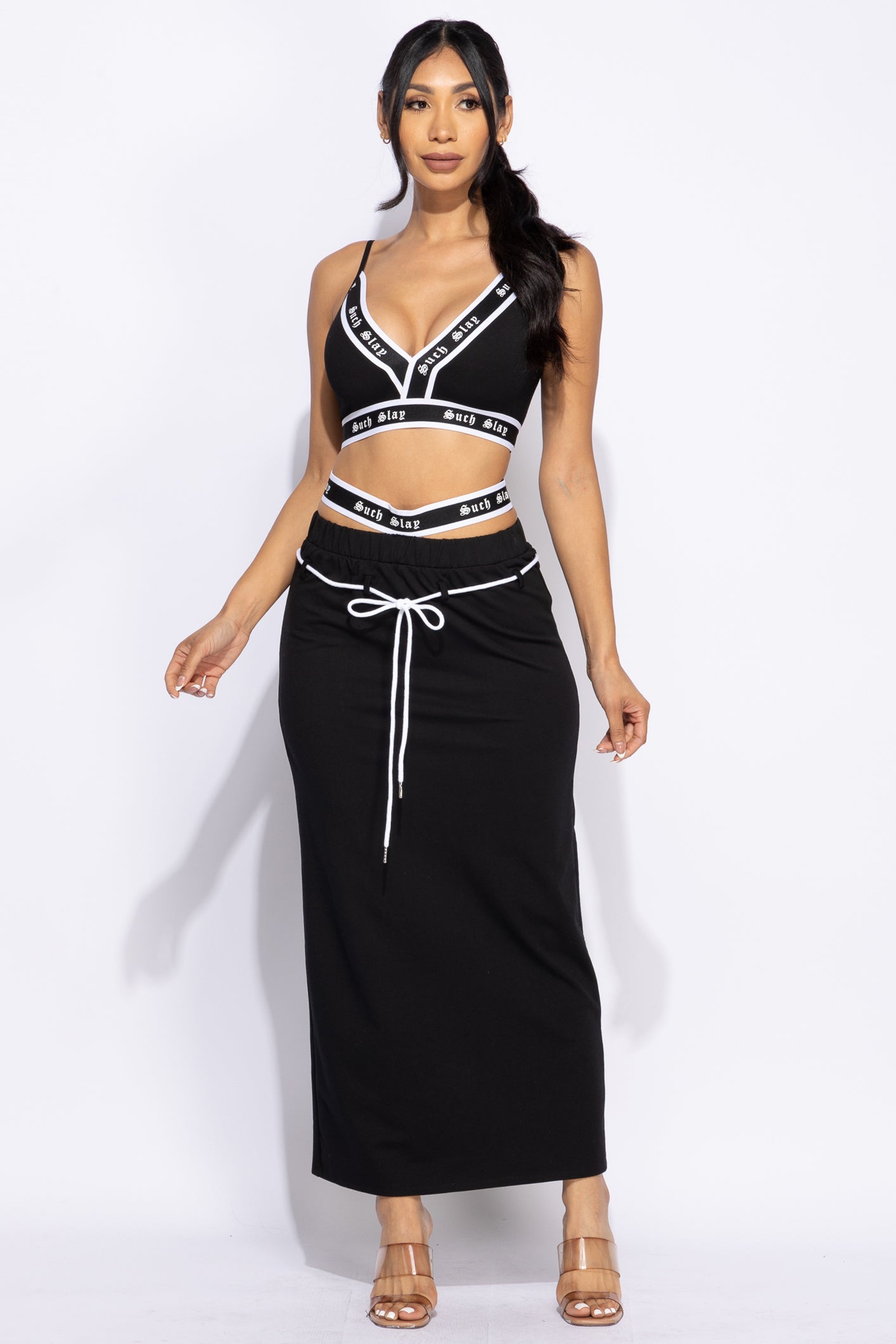 Tank crop top maxi skirt set