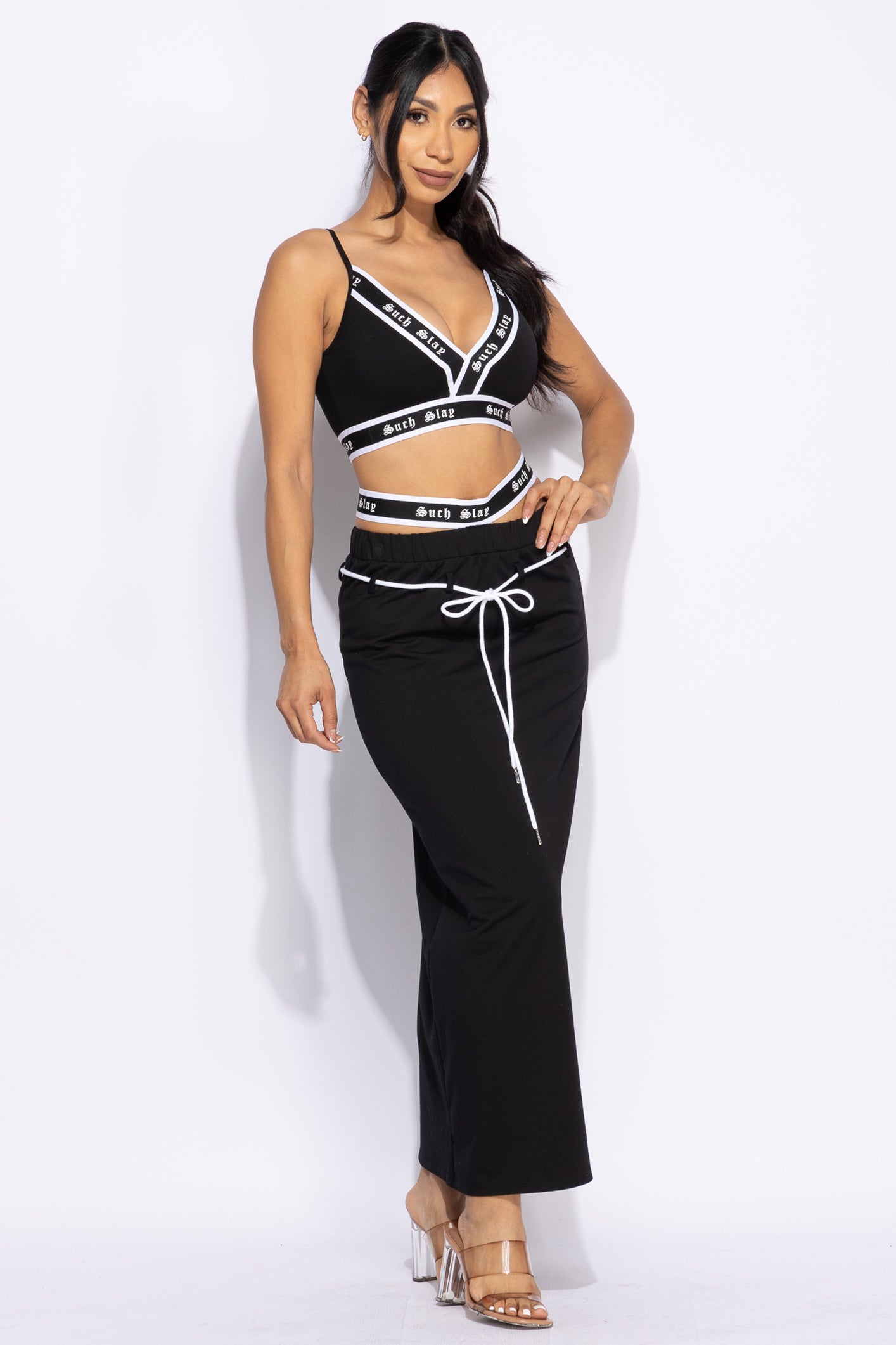 Tank crop top maxi skirt set