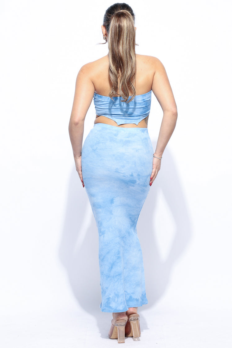 Tie dye tube top and maxi skirt