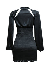 Back view of the Speed Racing Ruched Bodycon Dress in Black