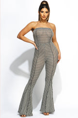 Two tone ribbed flared tube jumpsuit