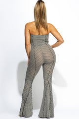 Two tone ribbed flared tube jumpsuit