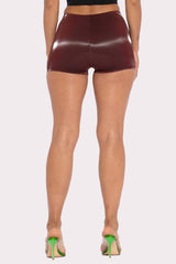 Velvet PU high waisted shorts