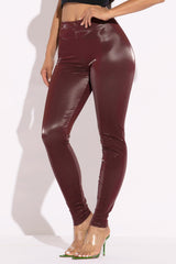 Velvet PU leggings