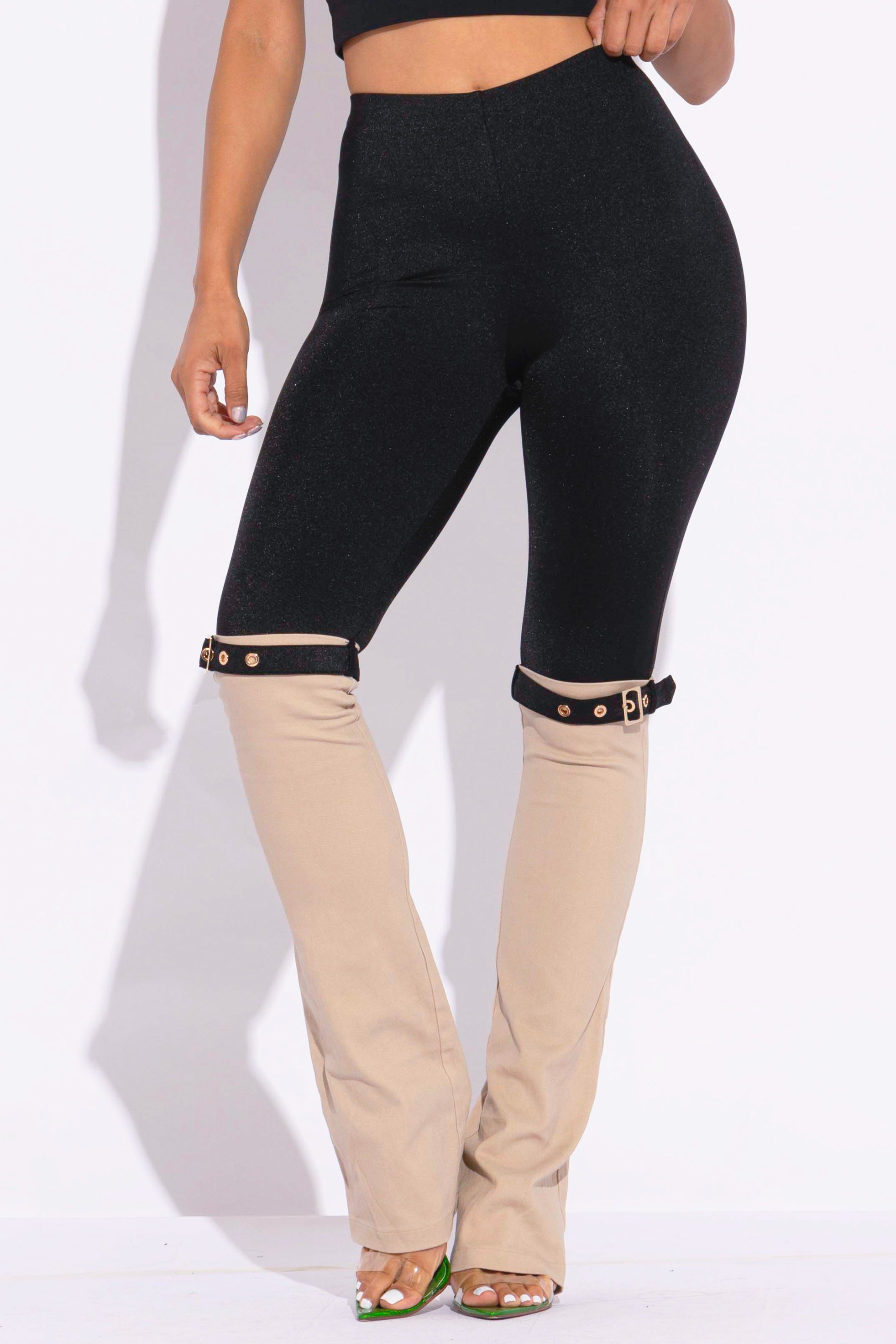 Buckled contrast pants