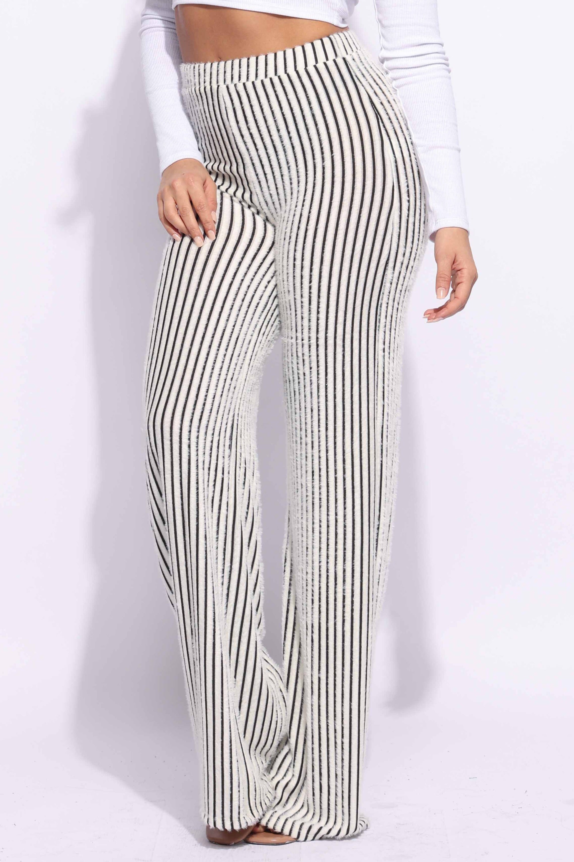 Striped wide leg pants