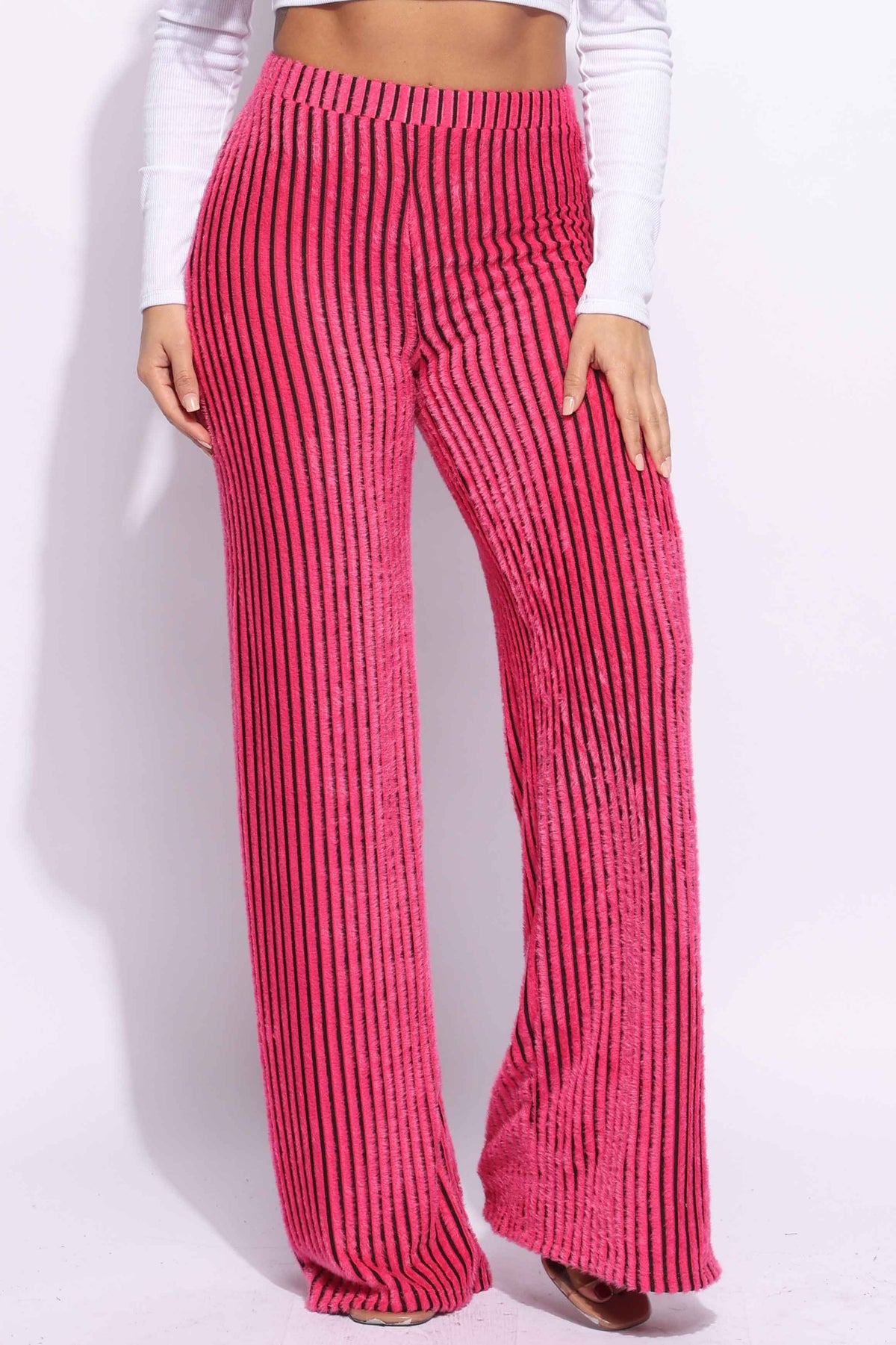 Striped wide leg pants