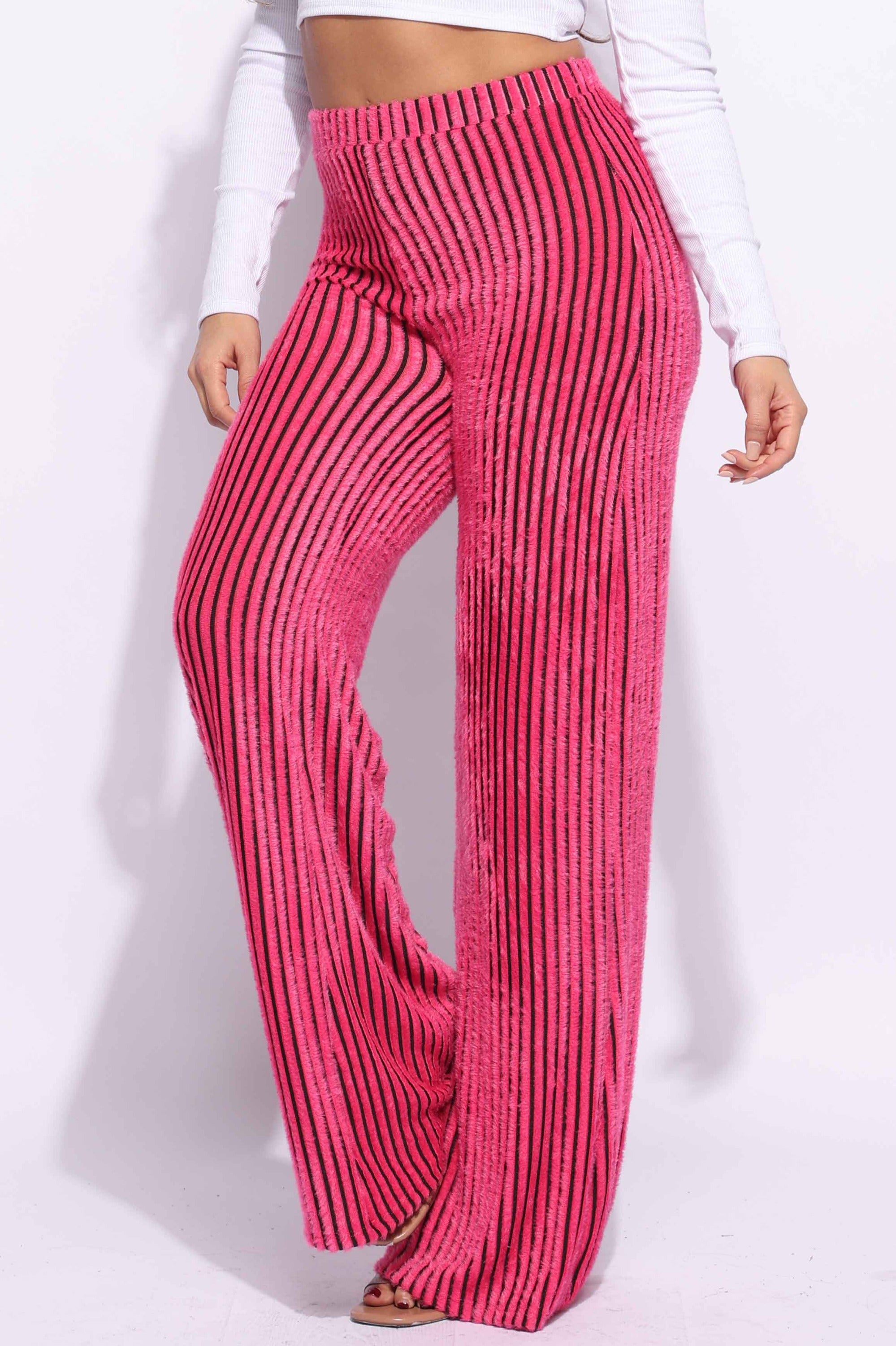 Striped wide leg pants