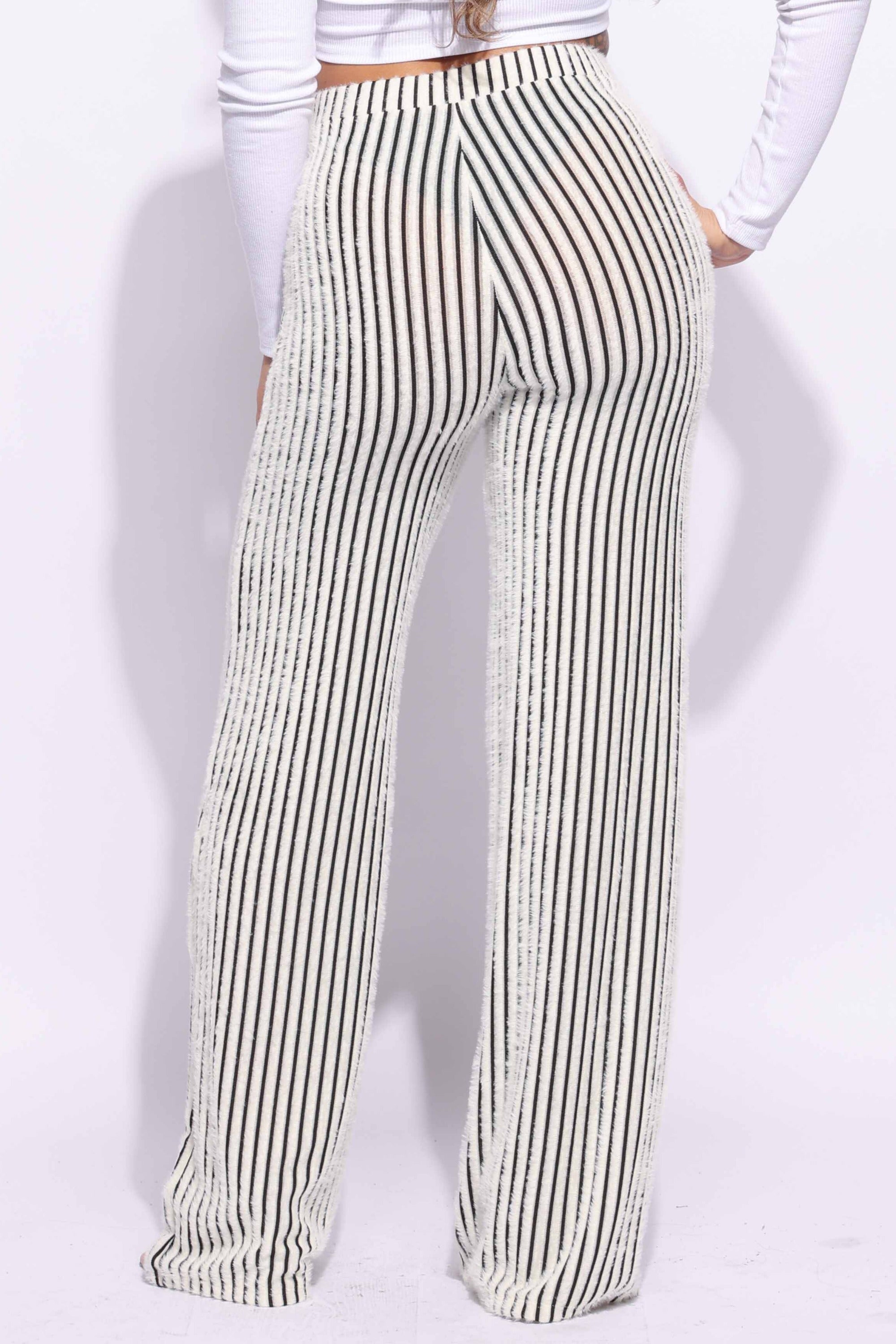 Striped wide leg pants