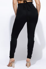 Mesh contrast strap detailed leggings