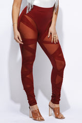 Mesh contrast strap detailed leggings