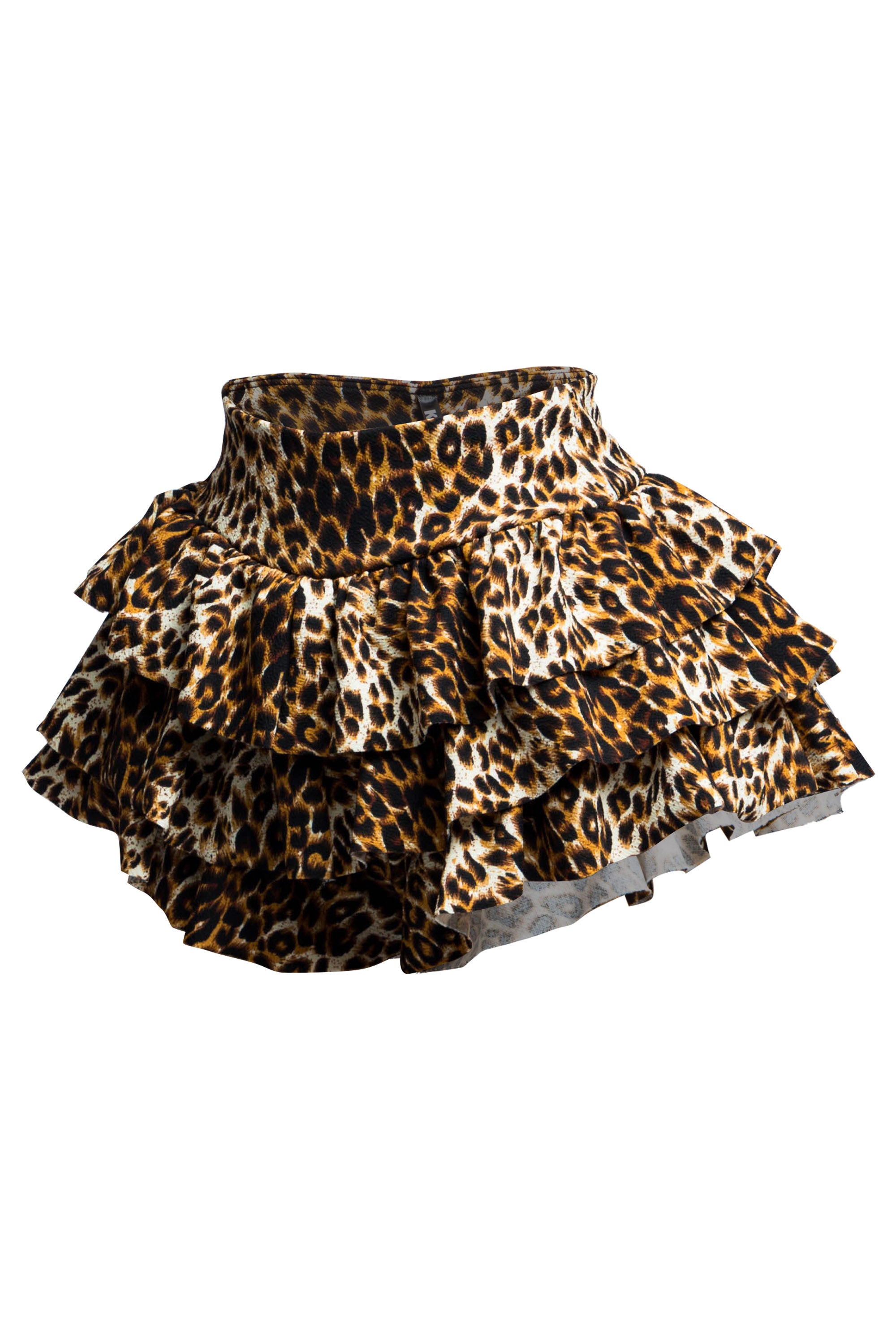 Leopard printed ruffled shorts