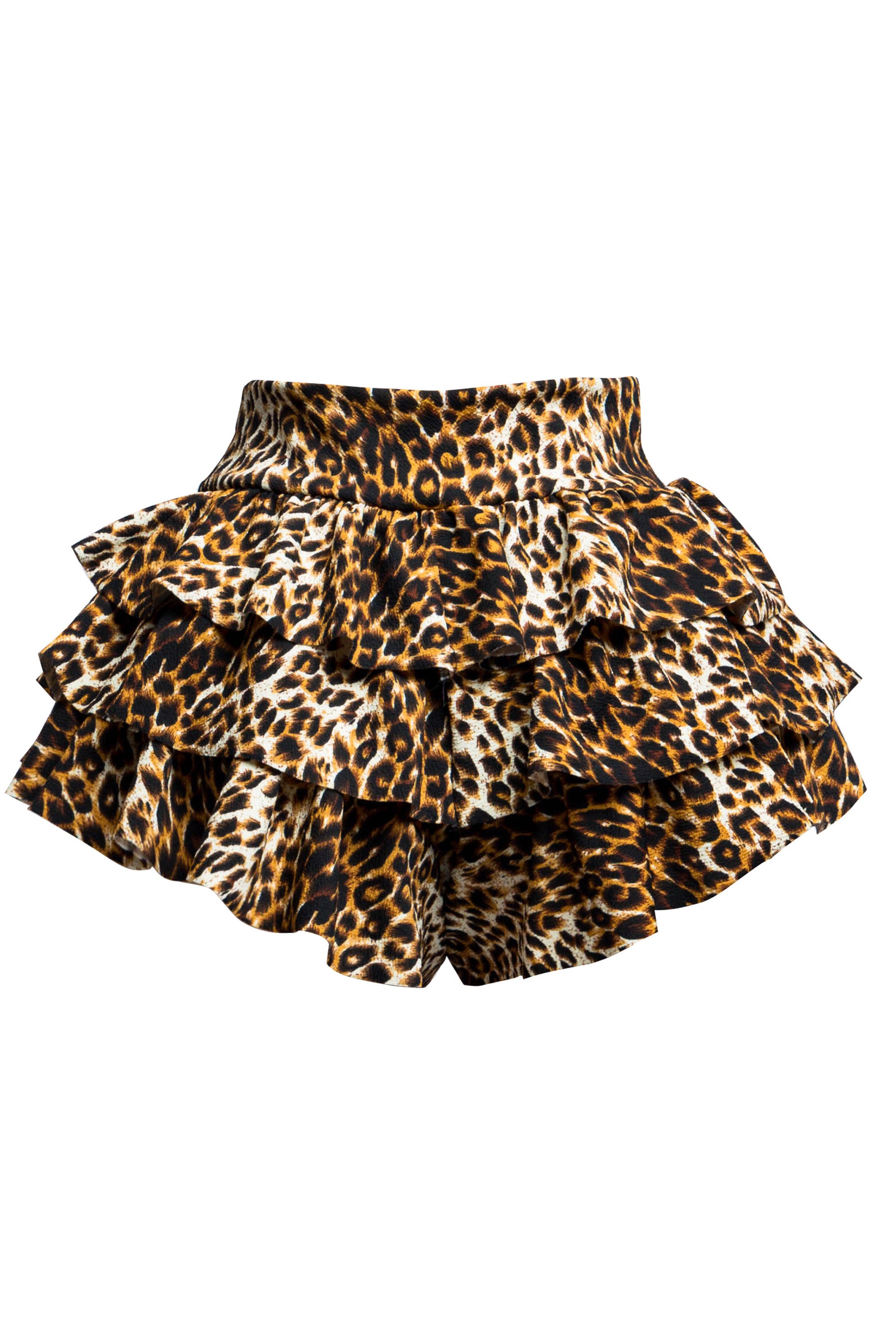 Leopard printed ruffled shorts