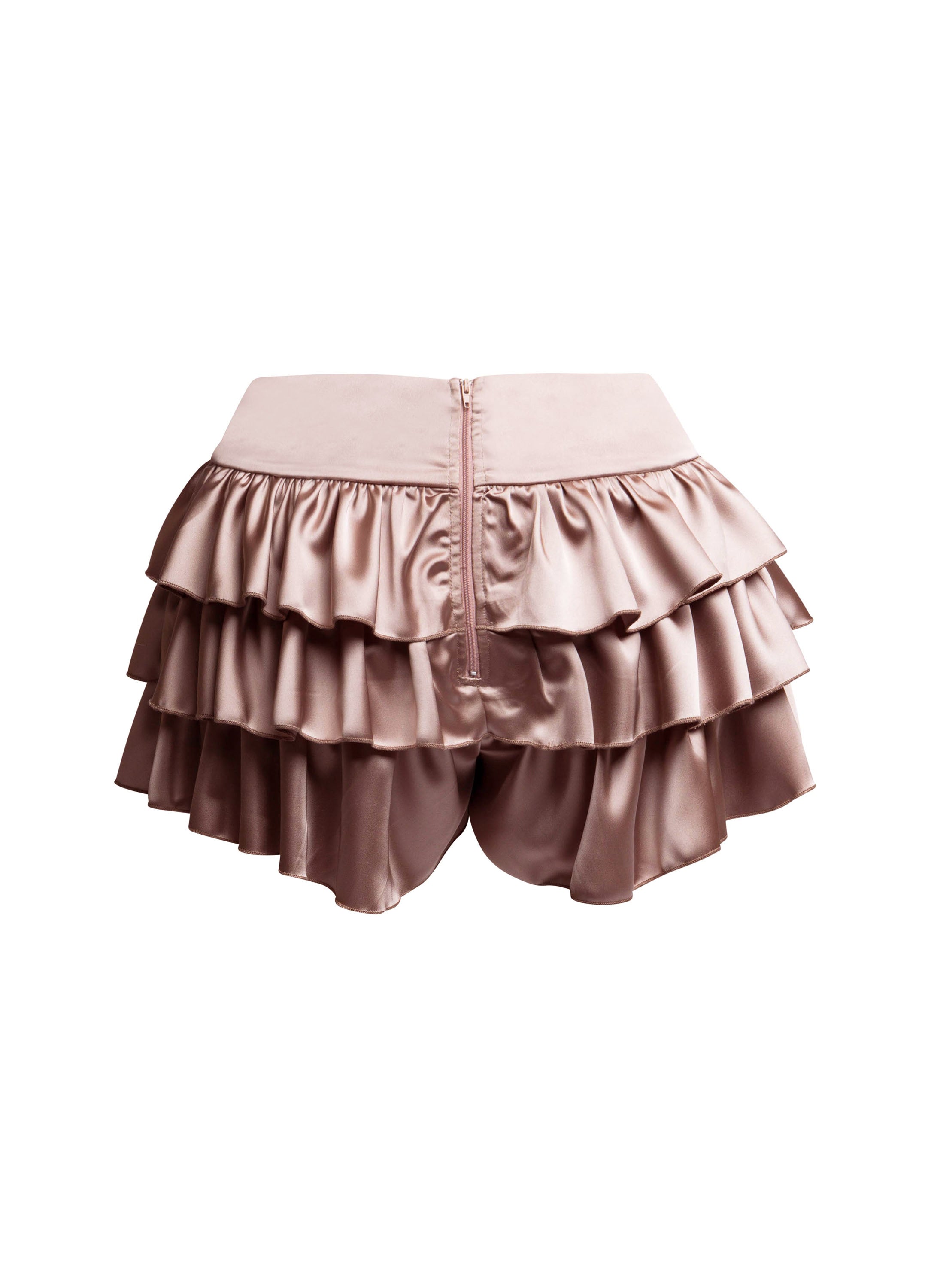 Satin ruffled shorts