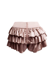 Satin ruffled shorts