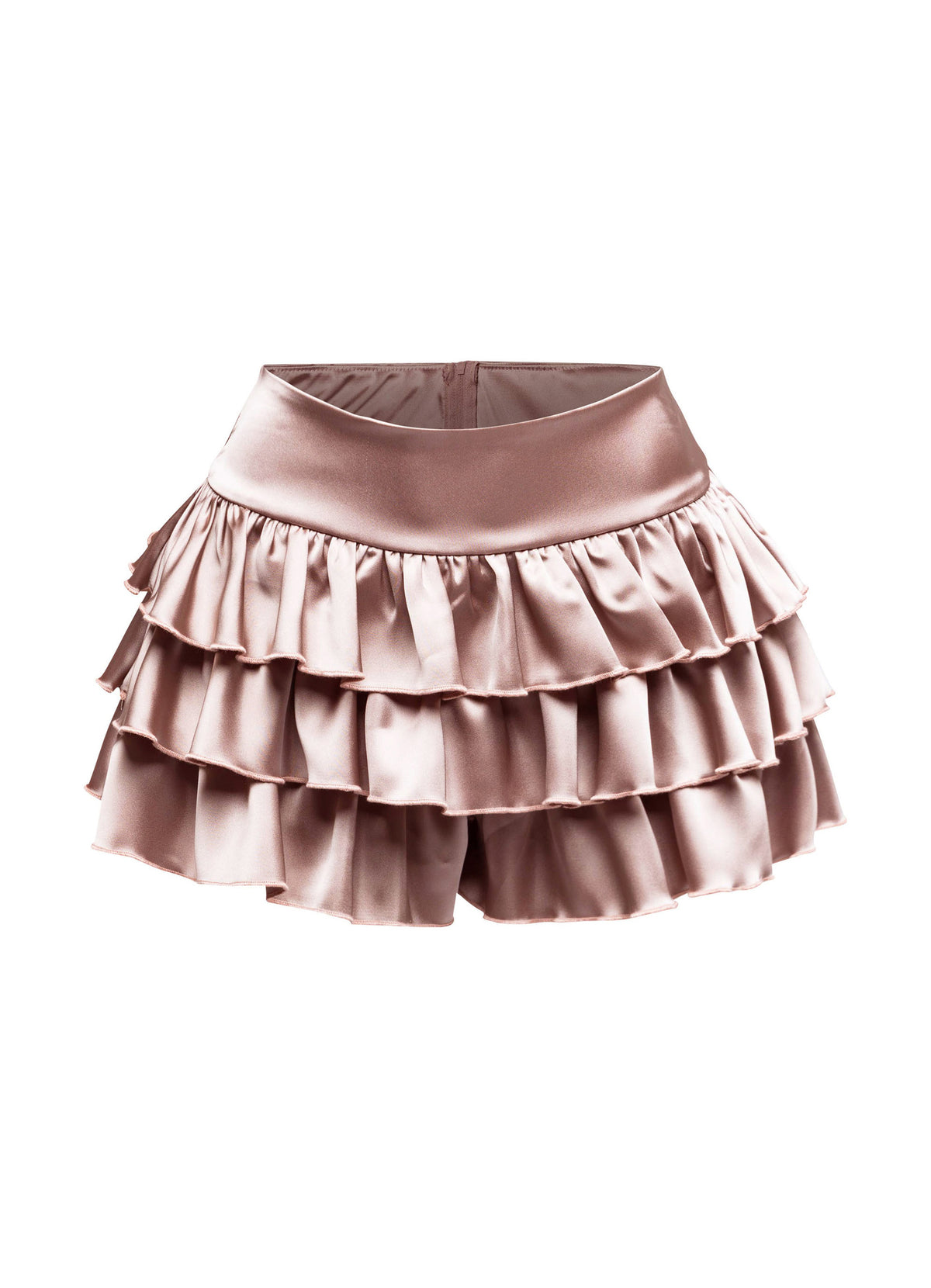 Satin ruffled shorts