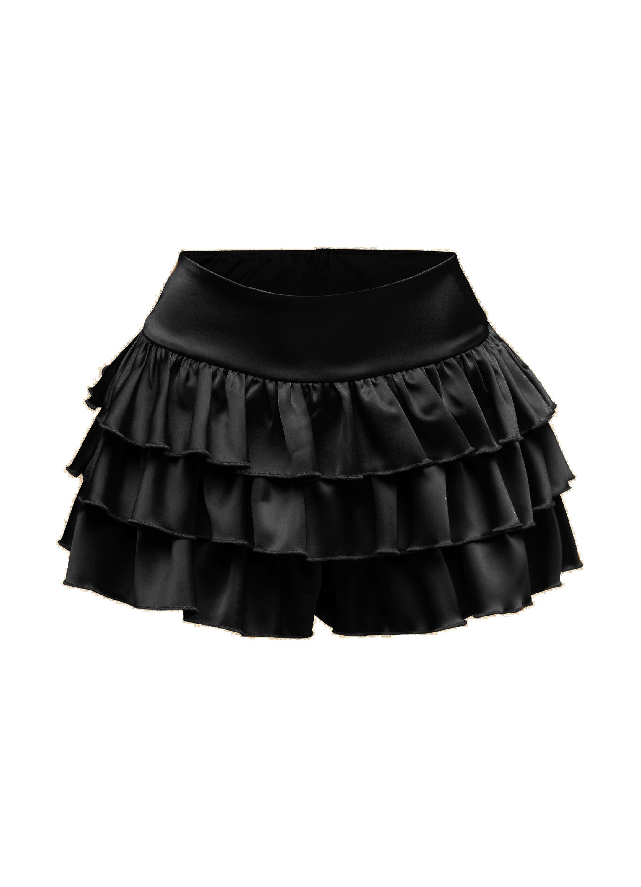 Satin ruffled shorts