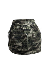 Camo drawstring mini skirt