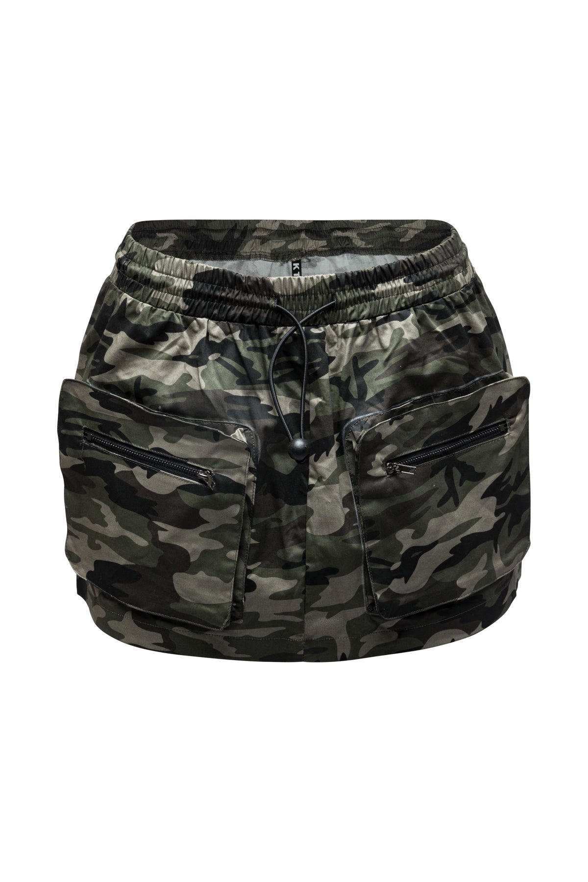 Camo drawstring mini skirt