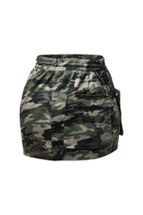 Camo drawstring mini skirt