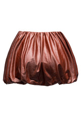 PU Leather Bubble Mini Skirt