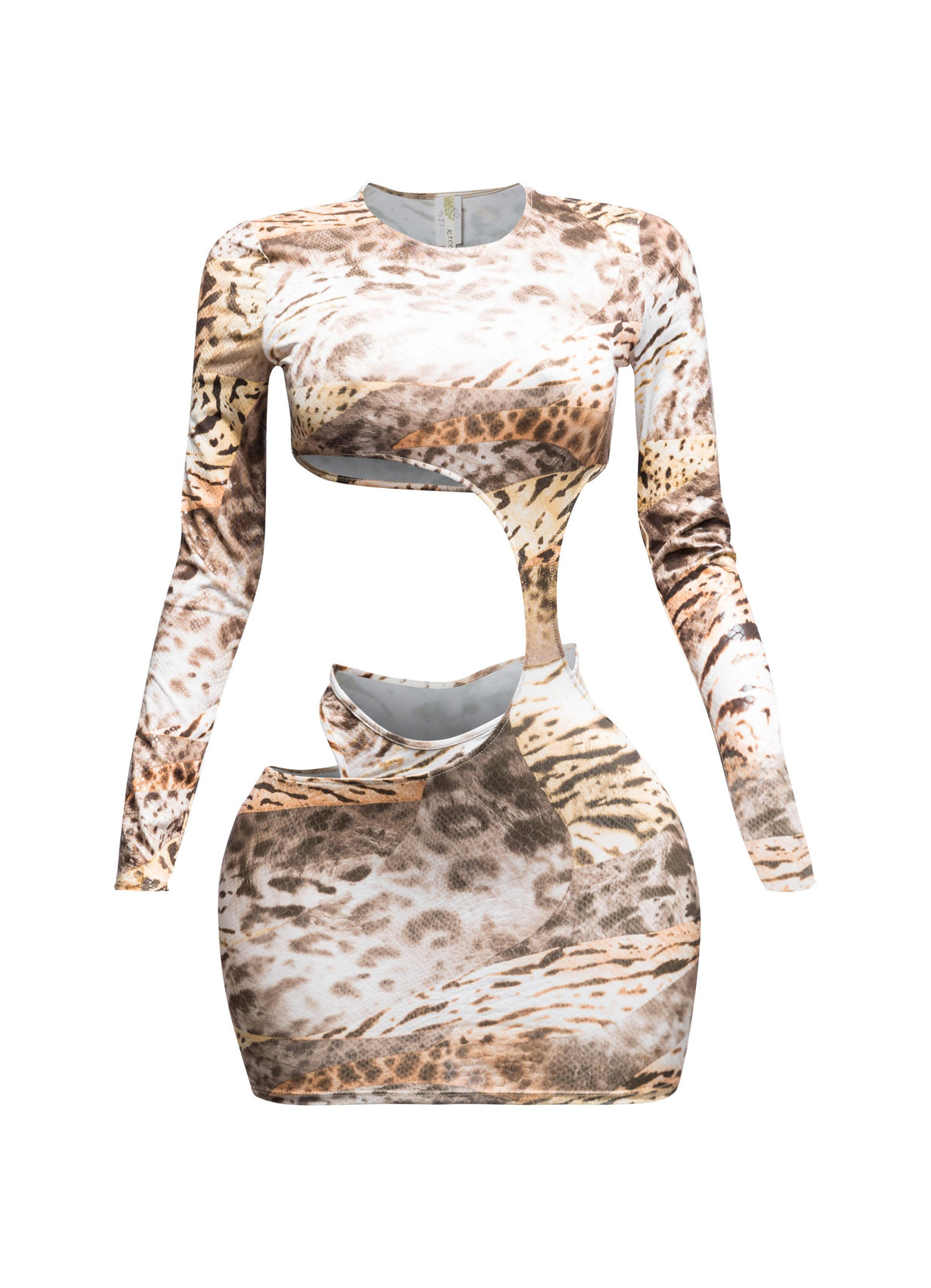 Foil Animal Printed Cut Out Mini Dress