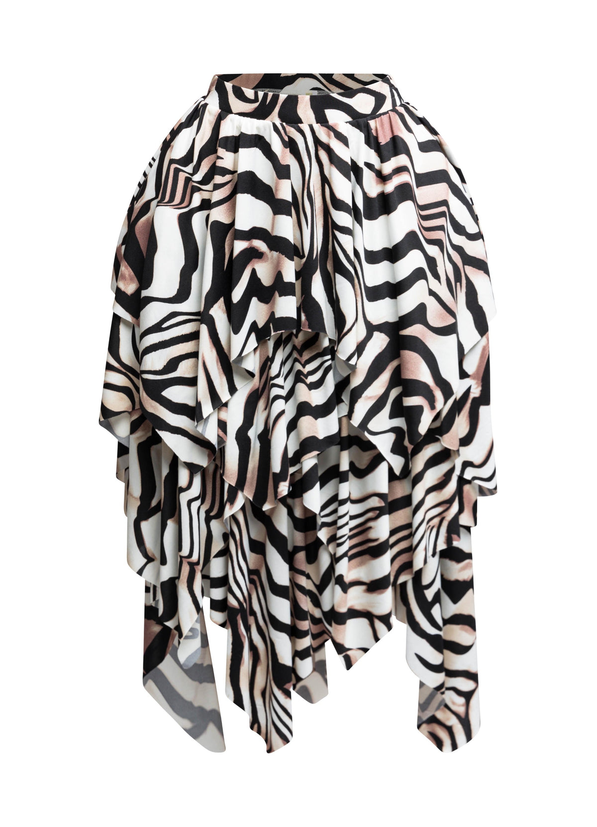 Zebra Draping Midi Skirt