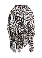 Zebra Draping Midi Skirt