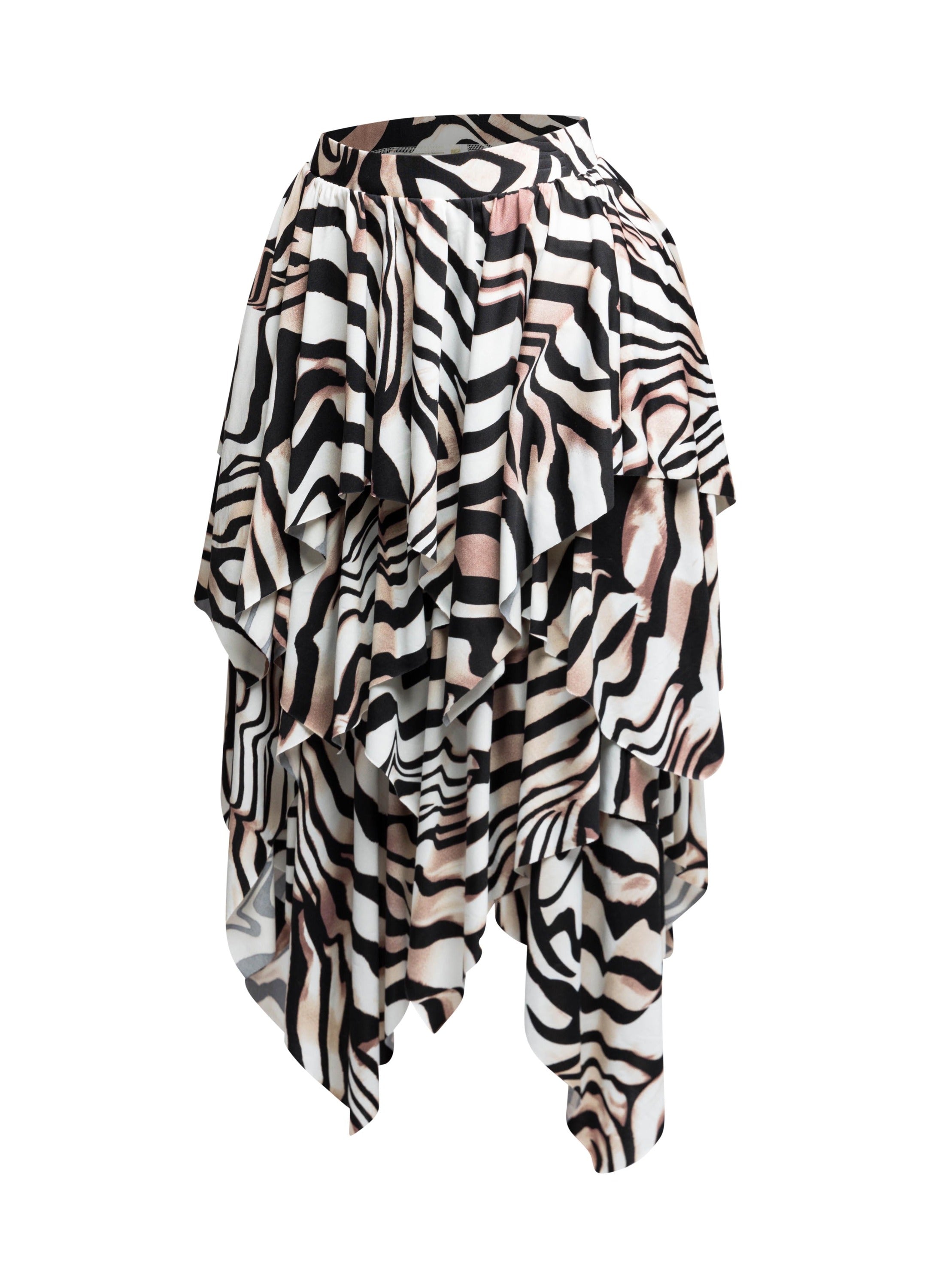 Zebra Draping Midi Skirt