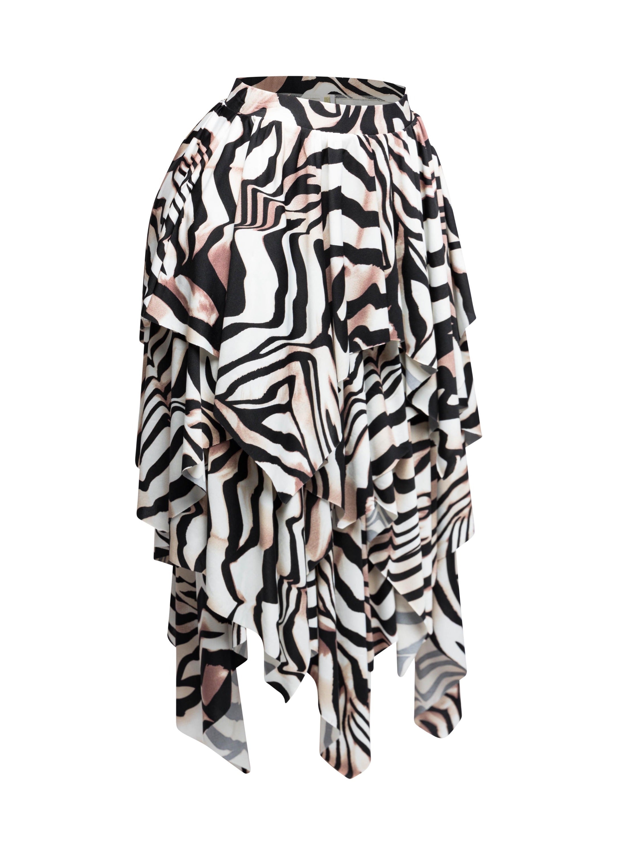 Zebra Draping Midi Skirt